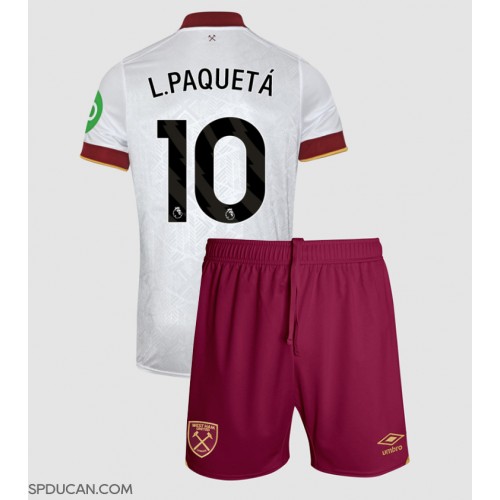 Dječji Nogometni Dres West Ham United Lucas Paqueta #10 Rezervni 2024-25 Kratak Rukav (+ Kratke hlače)